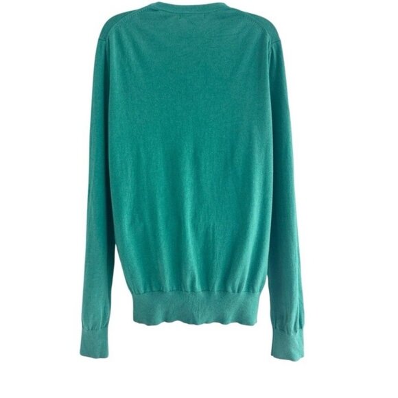 Banana Republic Luxury Blend Women's Sz L Green V-Neck Sweater Silk Cashmere - Picture 3 of 8